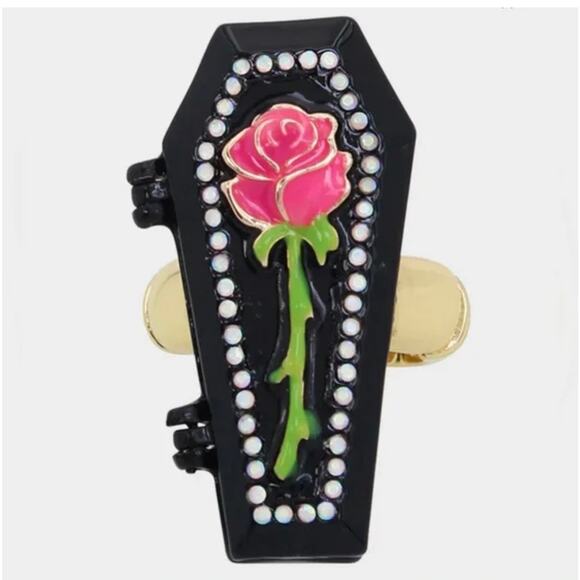 NEW | Betsey Johnson | HTF Ghoul Friends Glow-In-The-Dark Stretch Coffin Ring - Picture 6 of 8